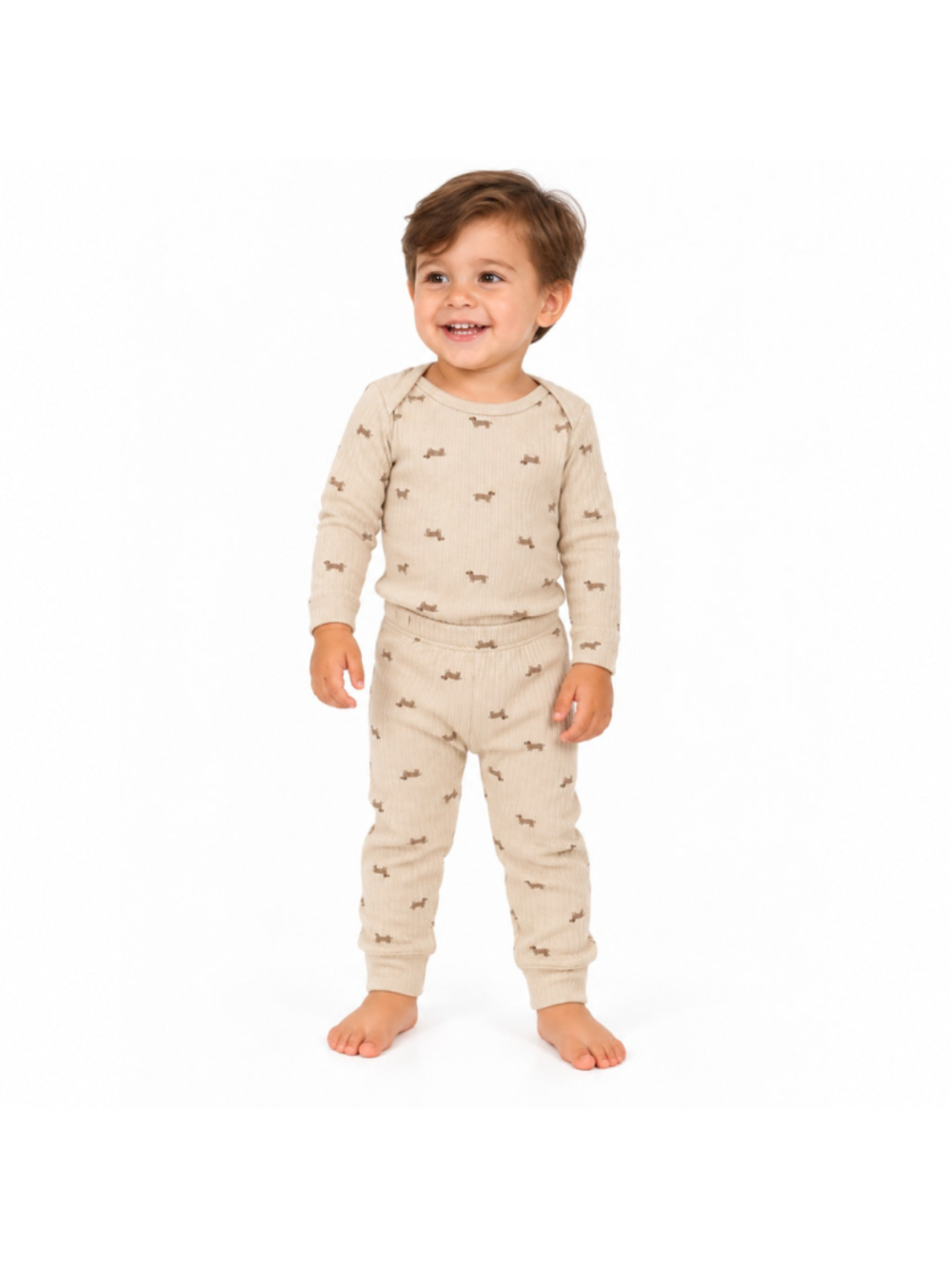 Baby Boy's Cloud Island Dachshund Bodysuit & Pants 2-Piece Set–Tan–24M-NWT